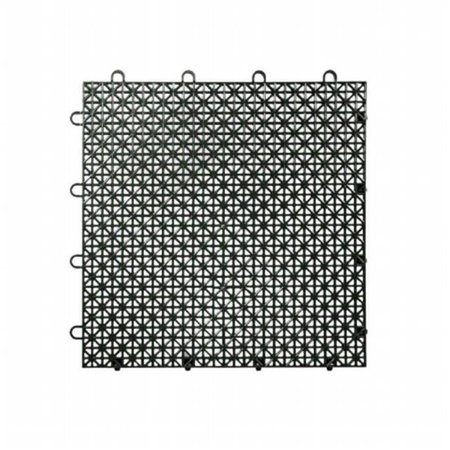 MASTER MARK PRODUCTS Master Mark Plastics 22109 12 x 12 in. Armadillo Black Polypropylene Interlocking Multi Purpose Floor Tile; Pack of 9 22109